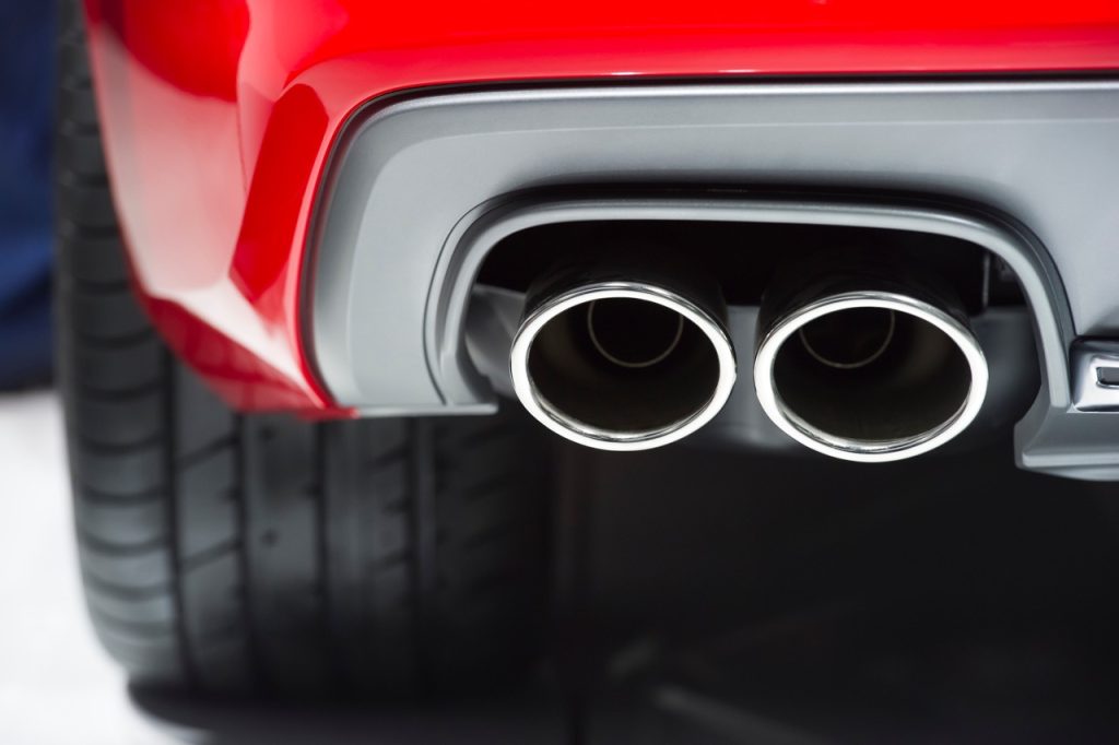 nice muffler installed on a red car